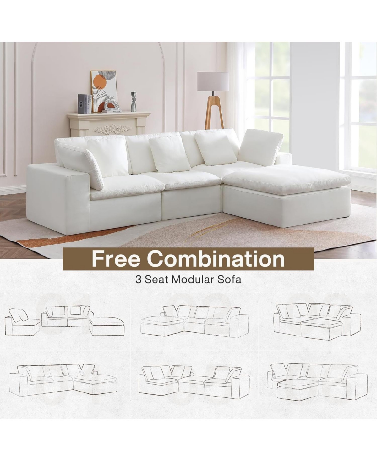 Tribesigns Modern Modular Sectional Sofa, 118