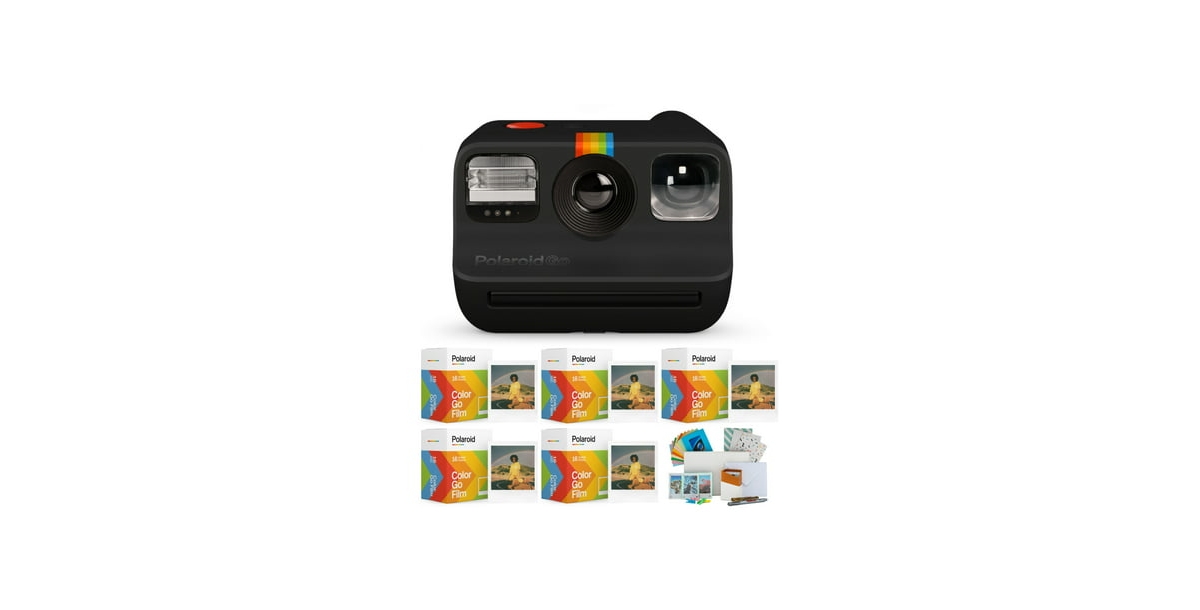 Polaroid Go Instant Camera with 5 Double Packs and Everything PhotoBox - Black