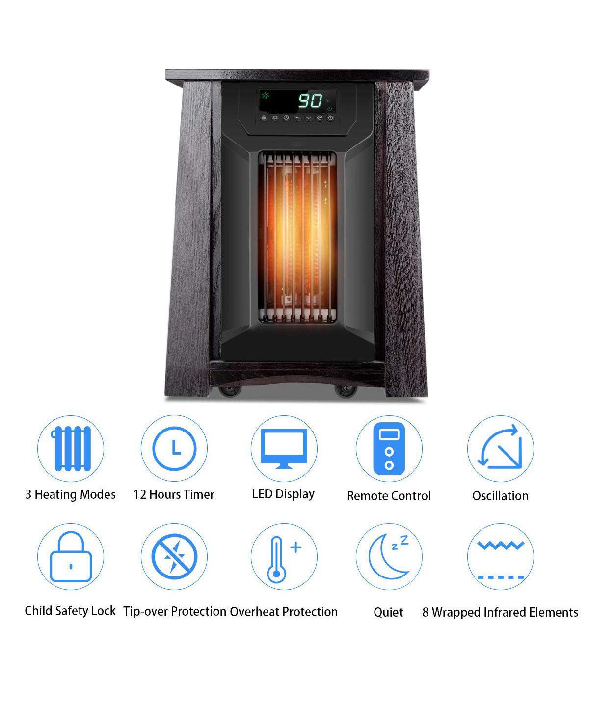 Sugift 1500W 12H Timer Caster Portable Electric Space Heater