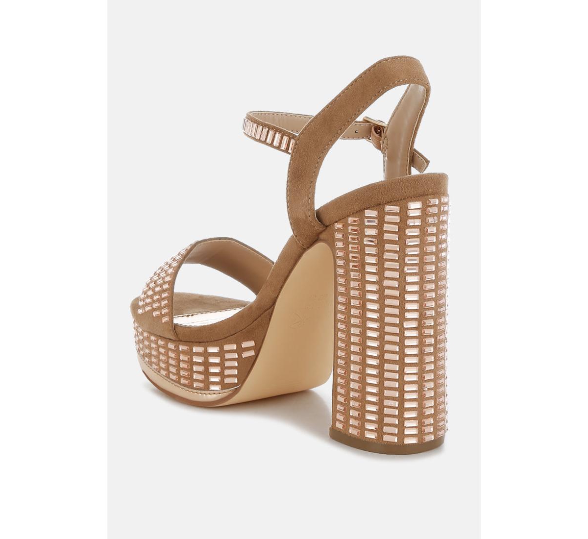 London Rag Starlet Rhinestones Embellished Ankle Strap Heels