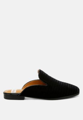 Womens Ouzini Velvet Textured Slip On Mules