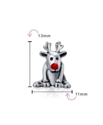 Caribou Elk Christmas Charm Bead Sterling Silver for Bracelets