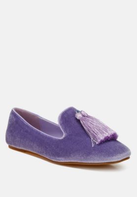 Rag and Co Womens Tromso Iconic Tassel Detail Velvet Loafers