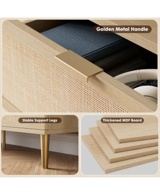 5 Drawer Dresser for Bedroom, Rattan Chest of Drawers with Deep Drawers