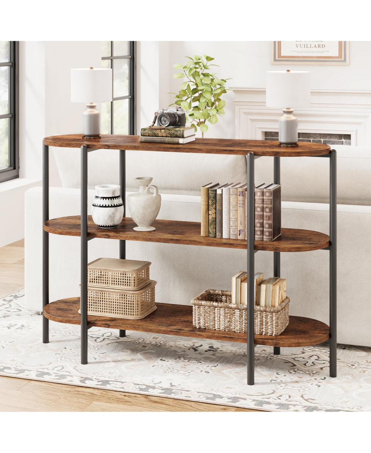 gaomon 47.2" Inch Console Table, 3 Tier Industrial Metal Sofa Table