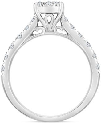 TruMiracle Diamond Cluster Ring (1 ct. t.w.) in 14k White Gold