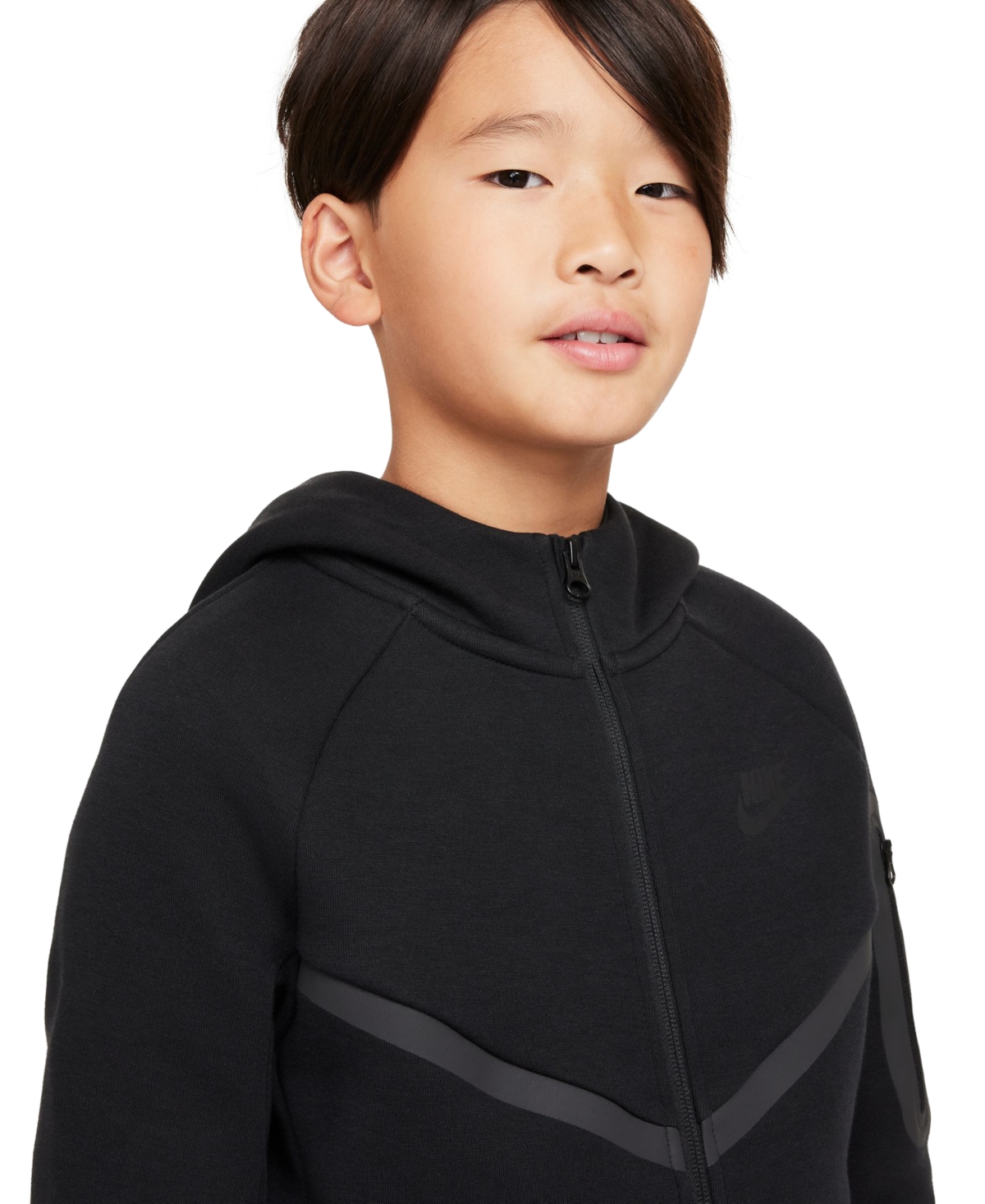 Nike Sportswear Tech Fleece Big Kids' Full-zip Hoodie In Black,blac