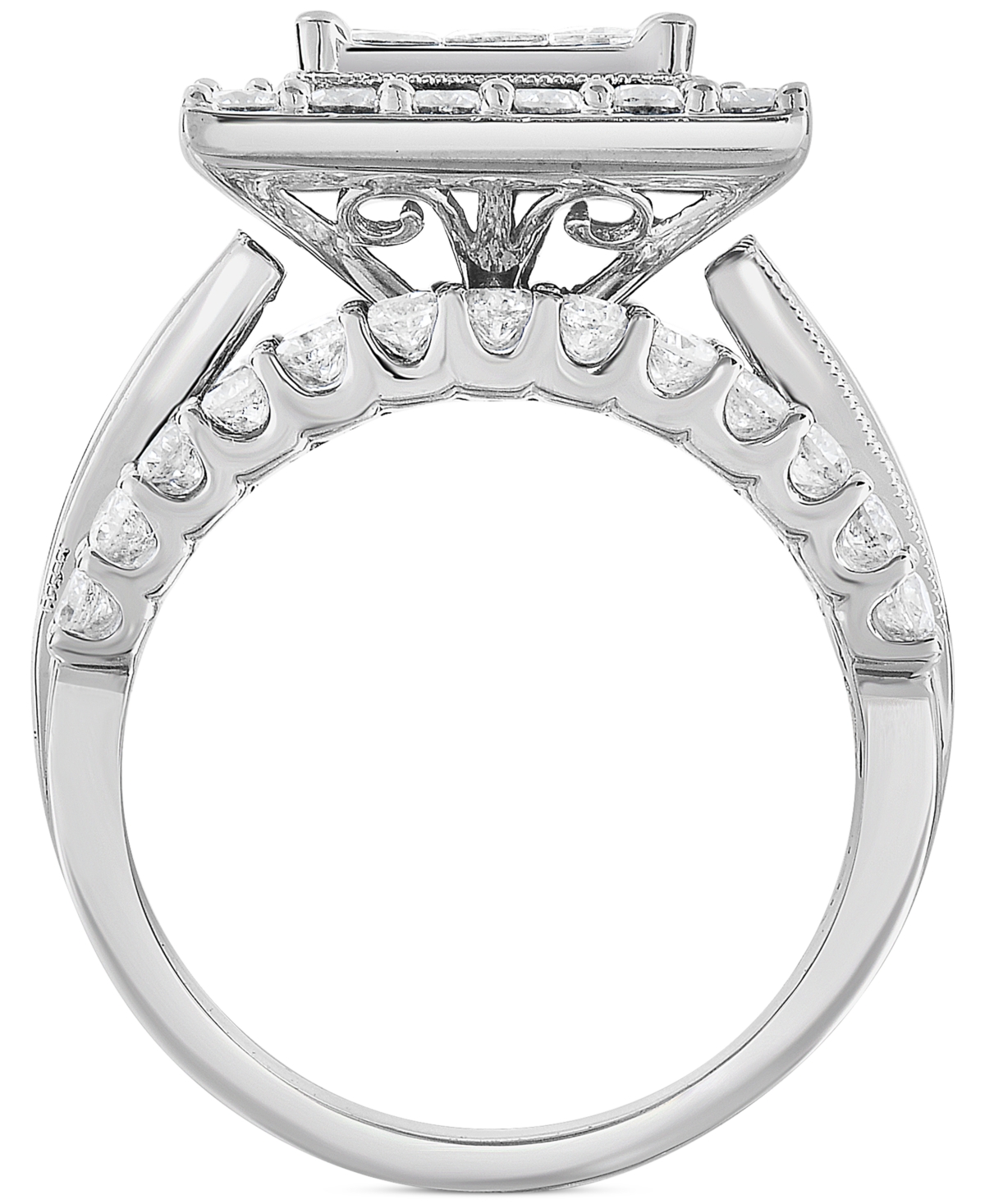 Macy's Diamond Cluster Square Halo Ring (2-1/2 Ct. T.w.) In 14k White Gold In White Gold