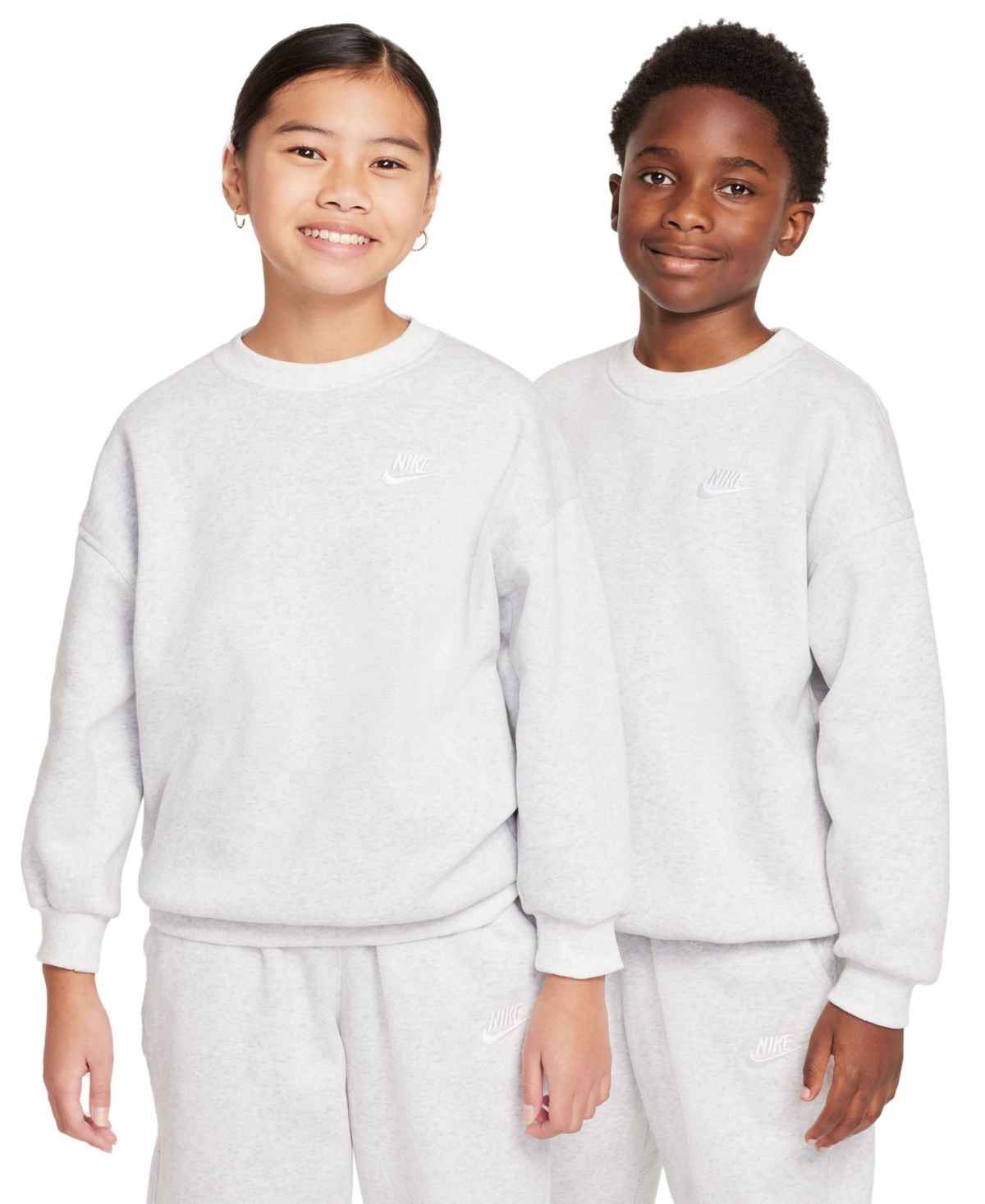 Nike Big Girls Sportswear Club Fleece Oversized-fit Sweatshirt In B Hthr,whi