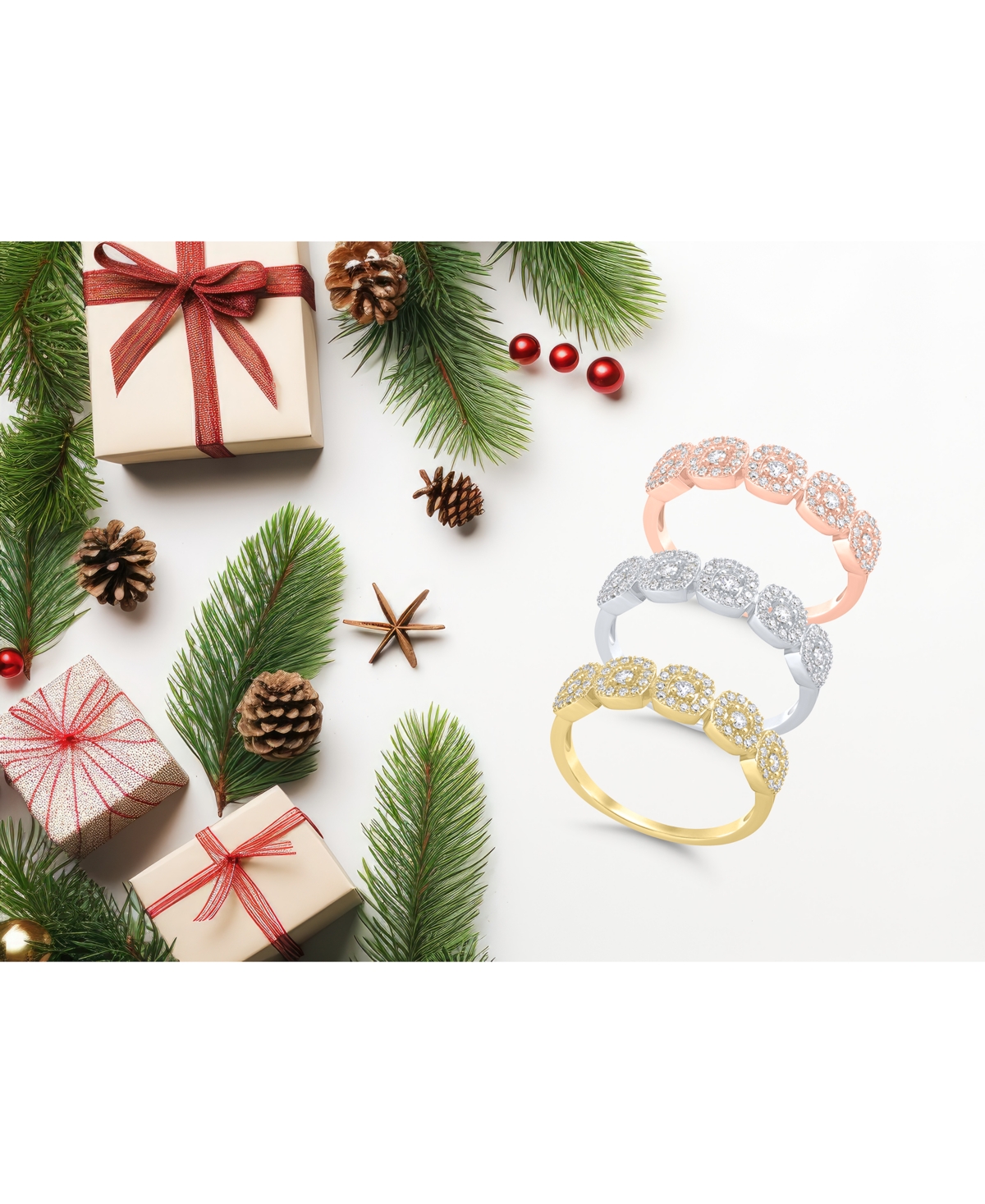 Diamond Halo Cluster Ring (1/4 ct. t.w.) in 10k Yellow, White or- Rose Gold