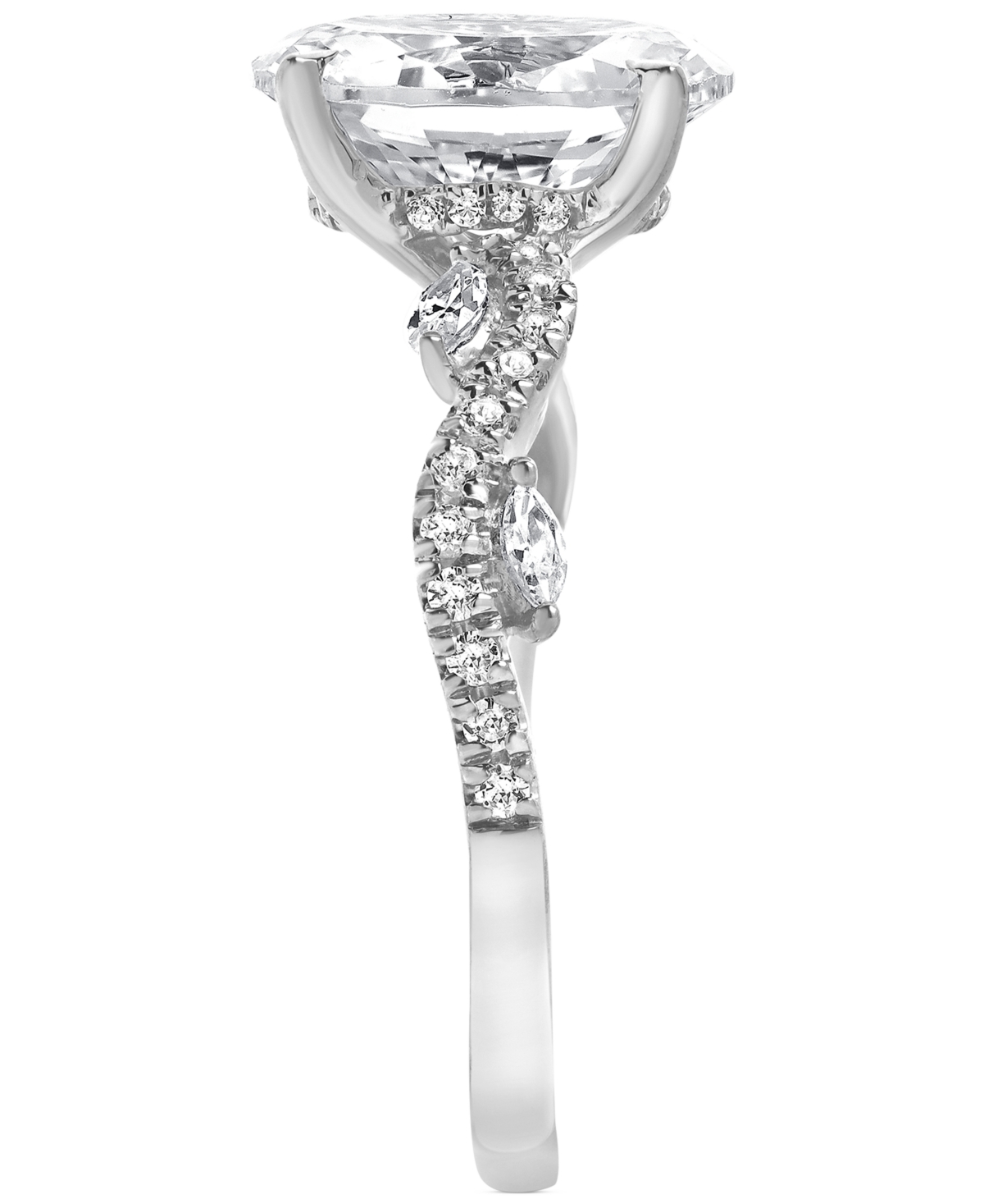 Badgley Mischka Igi Certified Lab Grown Diamond Oval Engagement Ring (3-1/5 Ct. T.w.) In 14k Yellow, White Or Rose G In White Gold