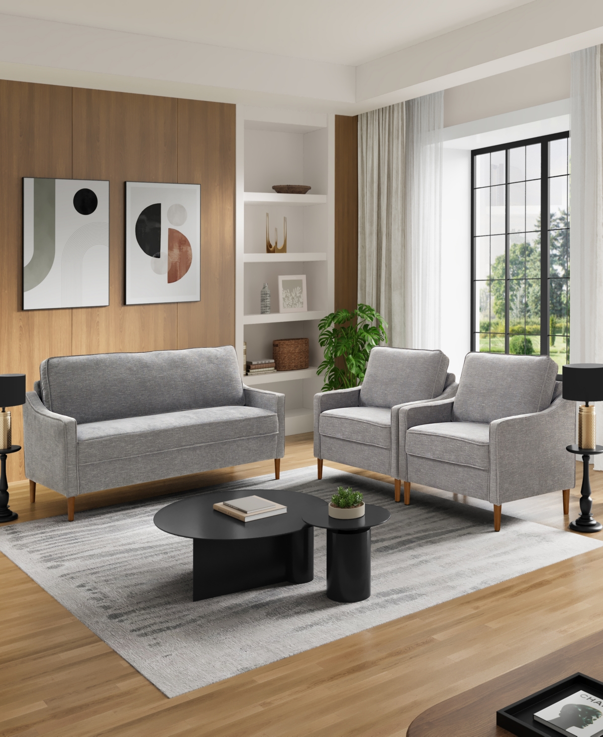 Studio Living 76" Polyester Savona Sofa In Gray