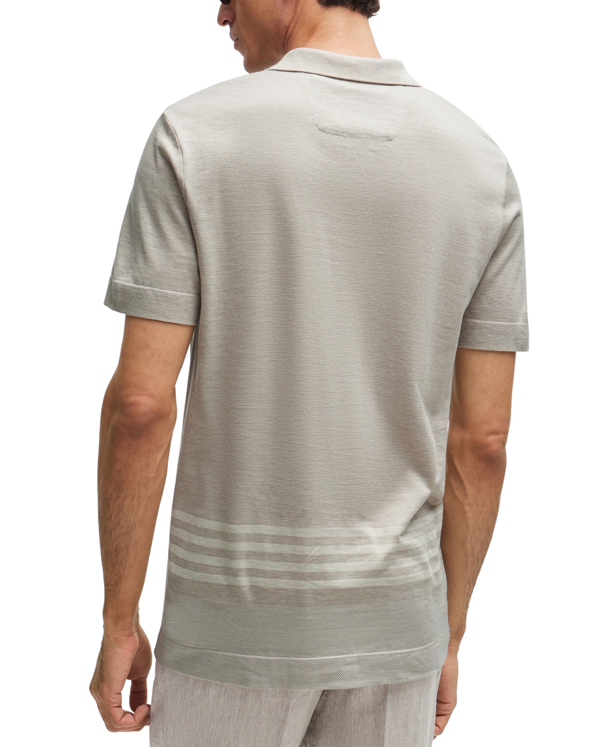 Hugo Boss Boss By  Men's Striped Detail Polo In Open Beige