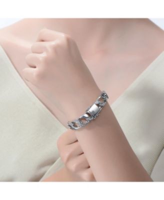 Men's Sterling Silver Iced Out Cubic Zirconia Miami Cuban Chain Bracelet