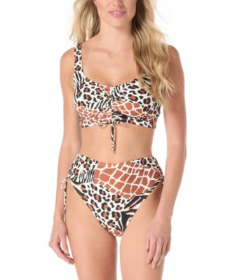 Womens Elevate Printed Ruched Underwire Bikini Top Inspire Printed Bikini Bottoms