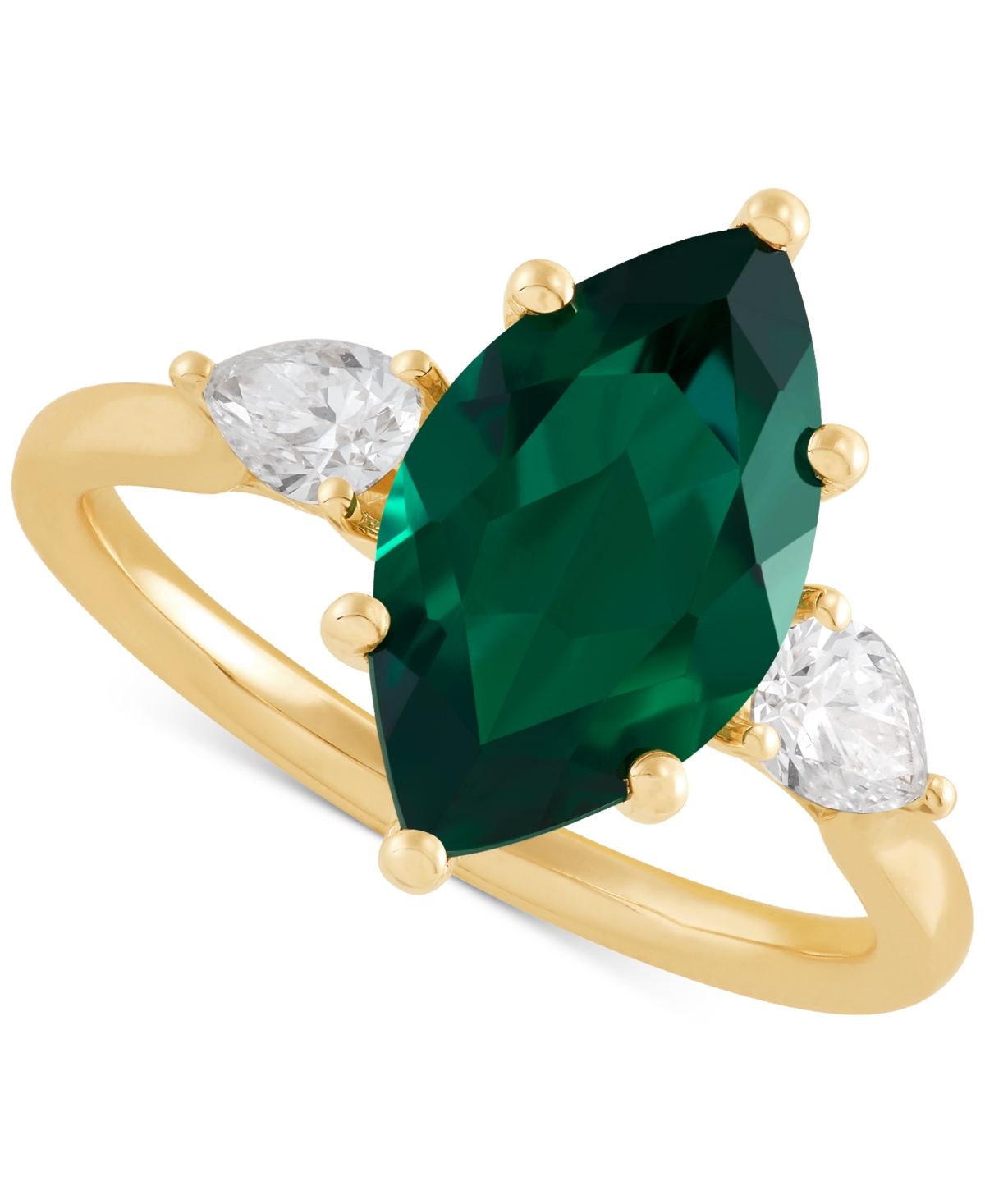 Grown With Love Lab Grown Ruby (3-1/3 Ct. T.w.) & Lab Grown Diamond (1/2 Ct. T.w.) Marquise Ring In 14k Gold (also I In Emerald