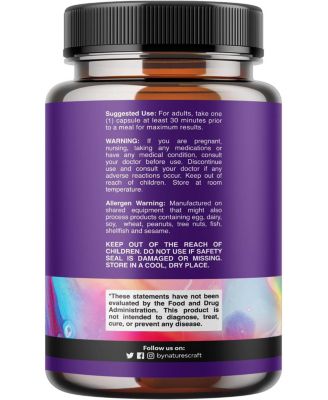 SAM-e 200 mg Capsules, S-Adenosyl Methionine Supplement for Natural Relaxing Mood Boost Brain Support and Liver Detox Cleanse, Nature's Craft, 60ct