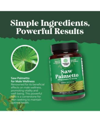 Saw Palmetto Capsules, Advanced Hair Health and Urinary Support with Plant Sterols & Flavonoids, 200 ct