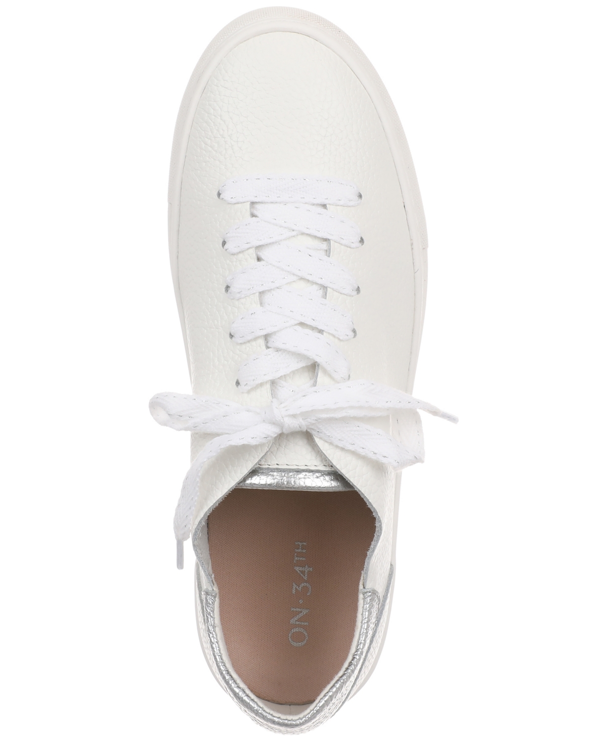 On 34th Women's Parkss Lace-up Sneakers, Exclusively At Macy's In White,silver