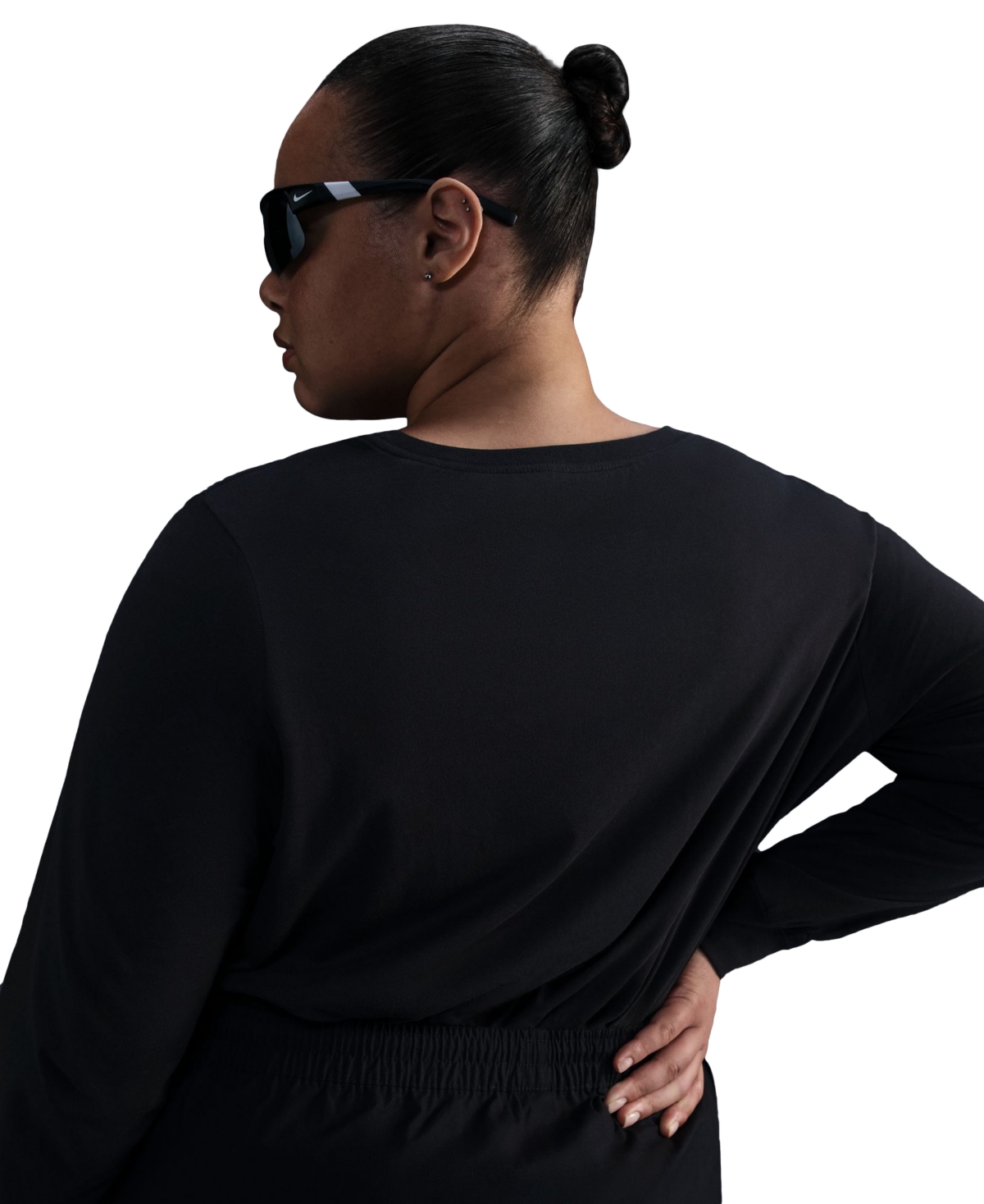 Nike Plus Size Sportswear Club Long-sleeve T-shirt In Black,whit