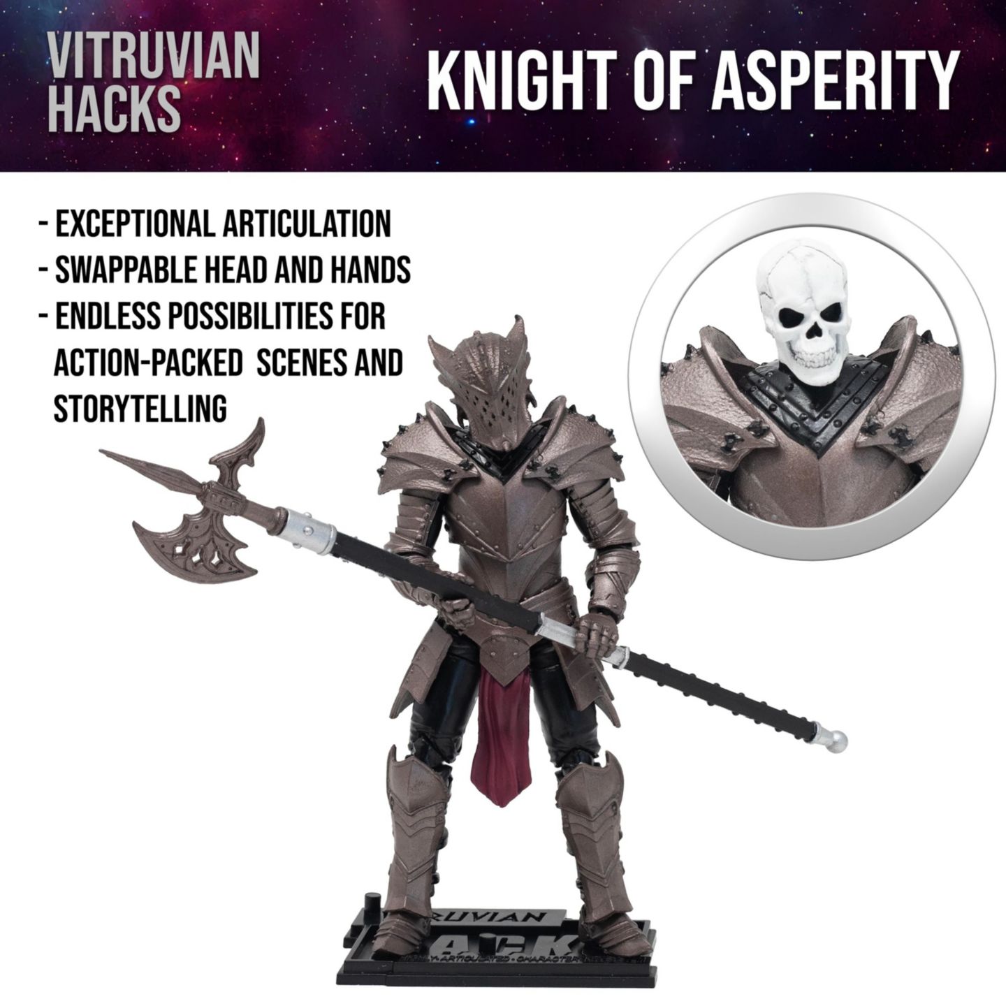 Детская фигурка Vitruvian H.A.C.K.S. Knight of Asperity 10th Anniversary Edition 1:18 Scale High-Articulation Customizable Action Figure, Ages 12+, цвет: Open Miscellaneous — фото 3