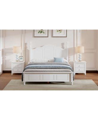 Full Size Wood Platform Bed Frame Retro Style Platform Bed with Wooden Slat Support