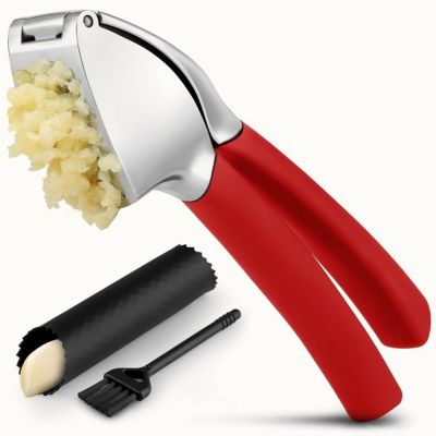 Garlic Press Comfort Grip with Peeler and Brush