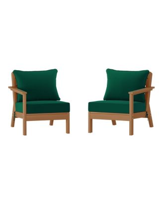 Outdoor Patio HDPE Teak Loveseat Sofa with Patio Cushions