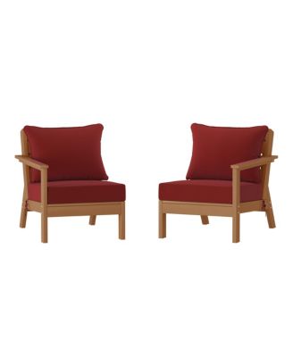 Outdoor Patio HDPE Teak Loveseat Sofa with Patio Cushions