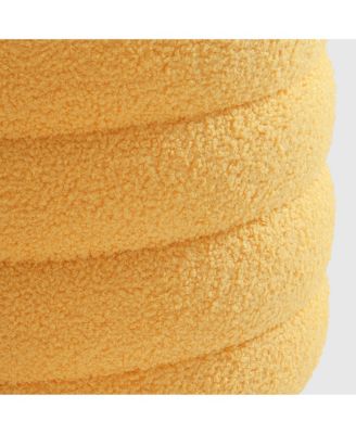 Modern Faux Sherpa Swivel Barrel Accent Chair With Storage Ottoman