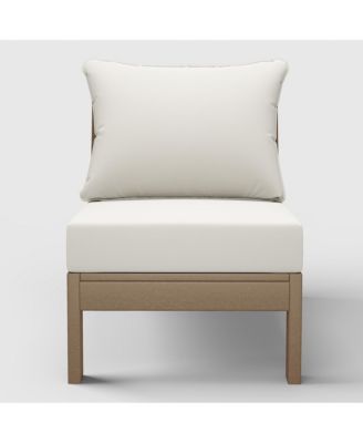 Outdoor HDPE Deep Seating Modular Armless Patio Weathered Wood Chair with Cushions
