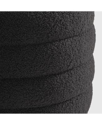Mid-Century Modern Faux Sherpa Round Storage Ottoman