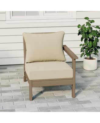 Outdoor Patio HDPE Right Arm Facing Sectional Weathered Wood Corner Club Chair with Patio Cushions
