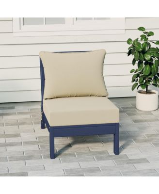 Outdoor HDPE Deep Seating Modular Armless Patio Blue Chair with Cushions