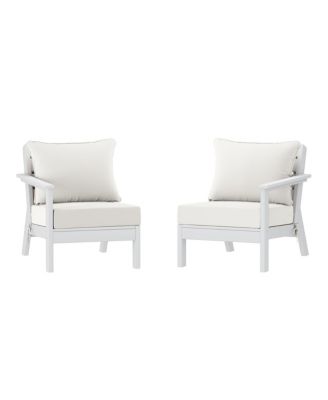 Outdoor Patio HDPE White Loveseat Sofa with Patio Cushions