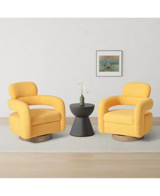 Mid-Century Modern Faux Sherpa Swivel Barrel Accent Chair (Set of 2)
