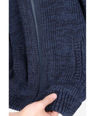 Boys Hooded Faux Shearling Lining Full Zip Sweater With Moto Design Arm Piece