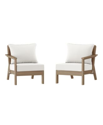 Outdoor Patio HDPE Weathered Wood Loveseat Sofa with Patio Cushions