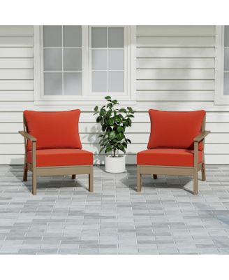 Outdoor Patio HDPE Weathered Wood Loveseat Sofa with Patio Cushions