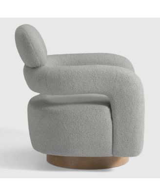 Mid-Century Modern Faux Sherpa Swivel Barrel Accent Chair