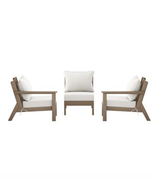 Outdoor Patio HDPE Weathered Wood Sectional Sofa with Patio Cushions