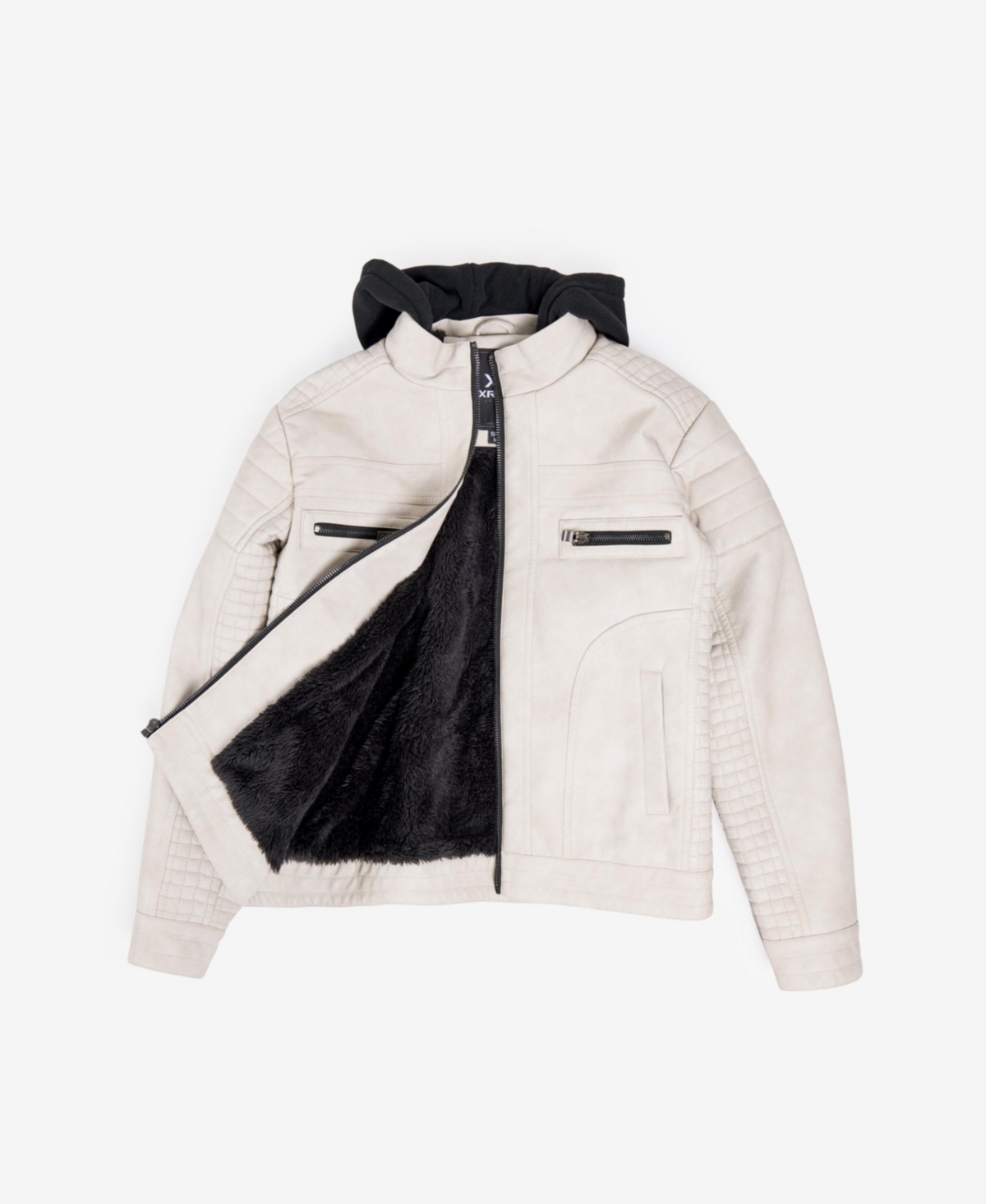 X Ray Boys Lined Moto Pu Leather Jacket With Removable Hood