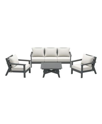 Outdoor 6-Piece Gray Modular Sectional Patio Furniture Sofa Set