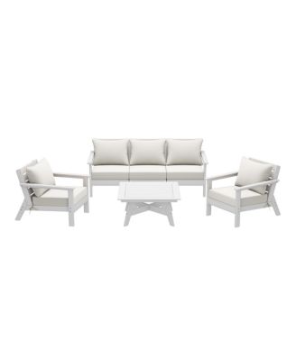 Outdoor 6-Piece White Modular Sectional Patio Furniture Sofa Set