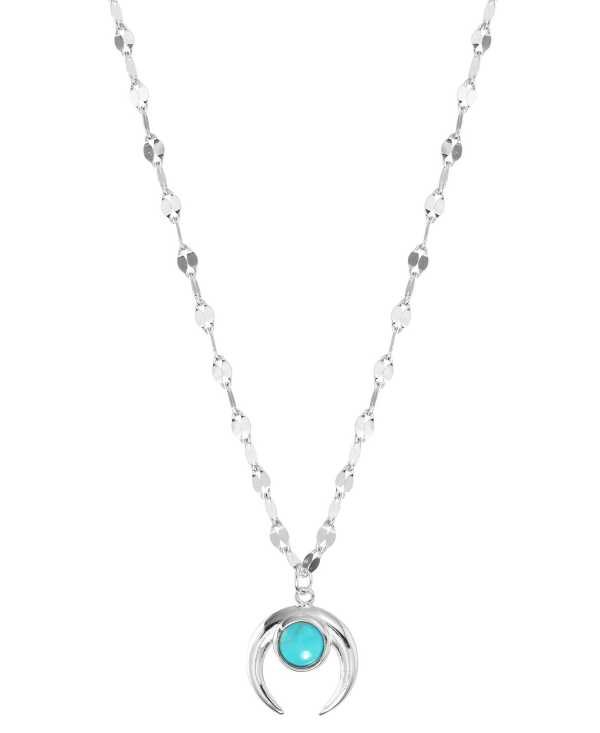 Macy's Simulated Turquoise Horn Pendant Necklace In Sterling Silver, 16" + 2" Extender In Silver