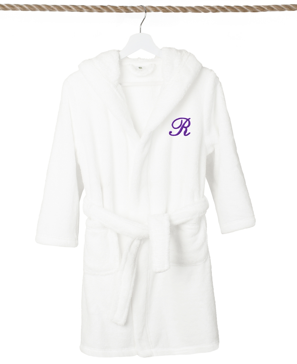 Linum Home Personalized Kids Super Plush Hooded Bathrobe In R White,purple