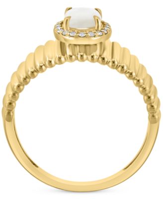 EFFY&reg; Opal (1/2 ct. t.w.) & Diamond (1/20 ct. t.w.) Halo Ridge Ring in 14k Gold