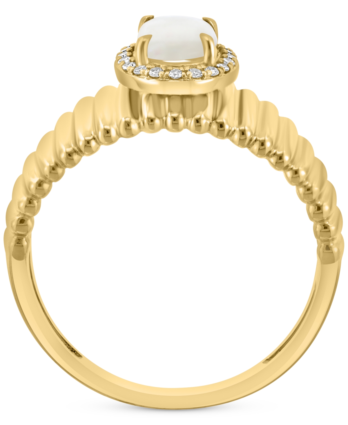 Effy Collection Effy Opal (1/2 Ct. T.w.) & Diamond (1/20 Ct. T.w.) Halo Ridge Ring In 14k Gold In Opal