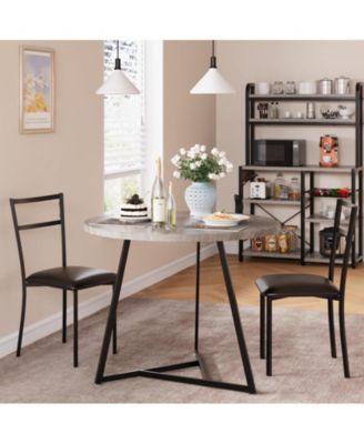 Round Dining Table Set for 2 – Compact Kitchen Dinette with Upholstered Chairs for Small Spaces, Apartments, or Breakfast Nooks
