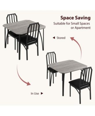 3-Pc. MDF & Metal PU Upholstered Chairs And Chamfer Edge Table Dining Room Set